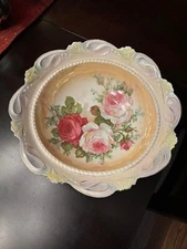 Porcelain Serving Bowl Antique IPF Germany Floral Multi-Color Rose 1910s