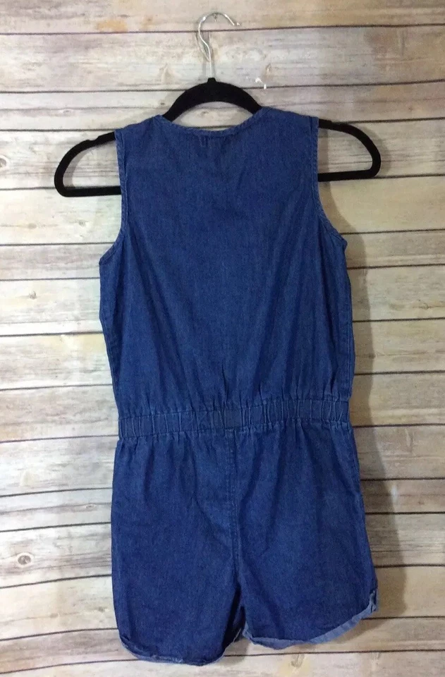 7 For All Mankind Girls Chambray Sleeveless Romper Shorts, Size Large. - Image 2 of 3