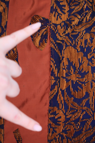 VTG Women's 20s Brown Silk & Velvet Burnout Shift Dress W/ Fur Trim S/M 1920s - Picture 10 of 23