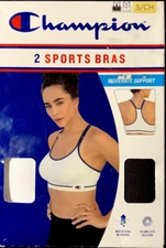 NEW-Champion SZ: S Seamless Racerback Sports Bras 2 Pack 1-White 1-Black