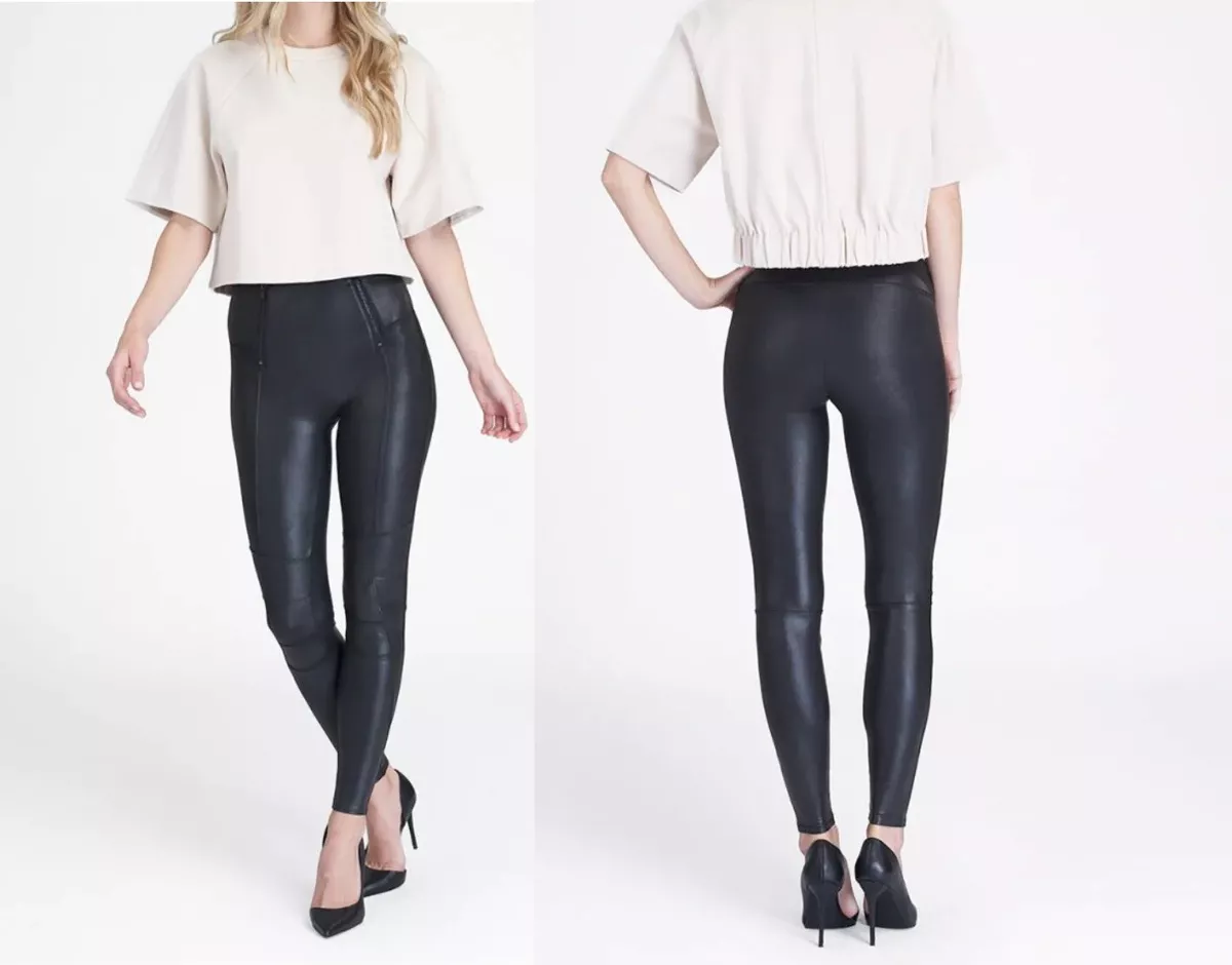 Buy SPANX® Medium Control Faux Leather Moto Shaping Leggings from Next USA