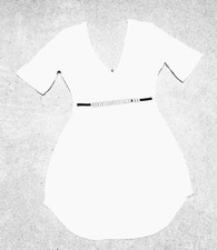 V-neck Mini Dress with Short Sleeves and Silver zipper