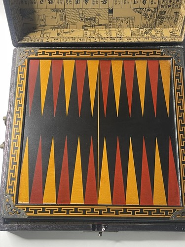 Caja roja pintada a mano dragón dorado y fénix juegos chinos vintage - Imagen 10 de 23