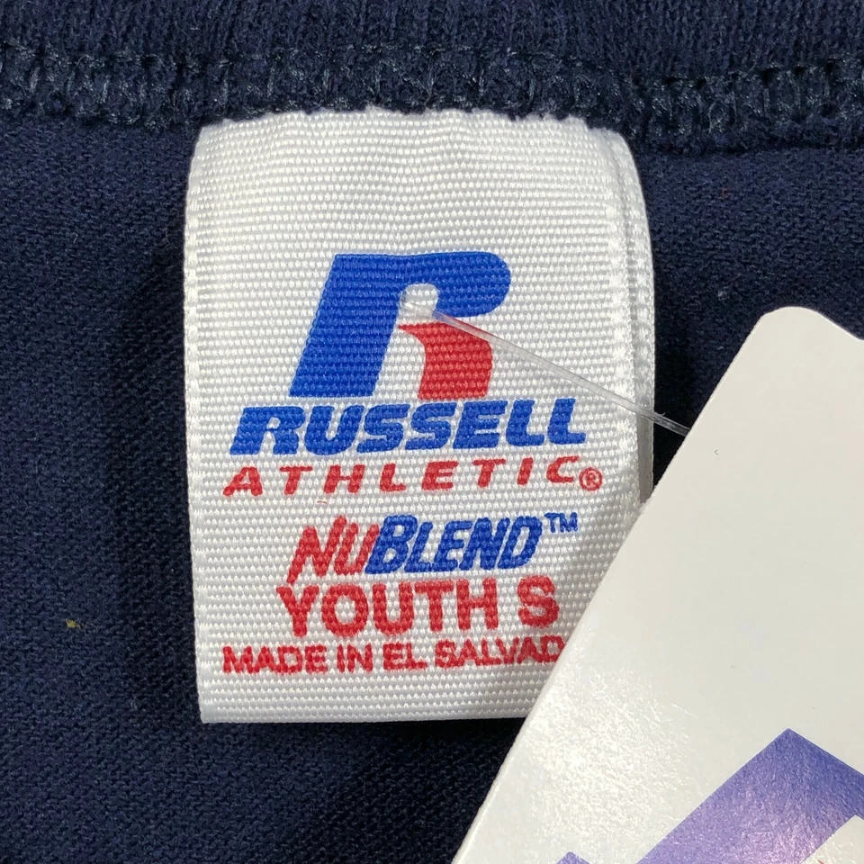 Camiseta deportiva Russell para niños jóvenes S azul Henley 2 botones NuBlend Foto 3 de 4