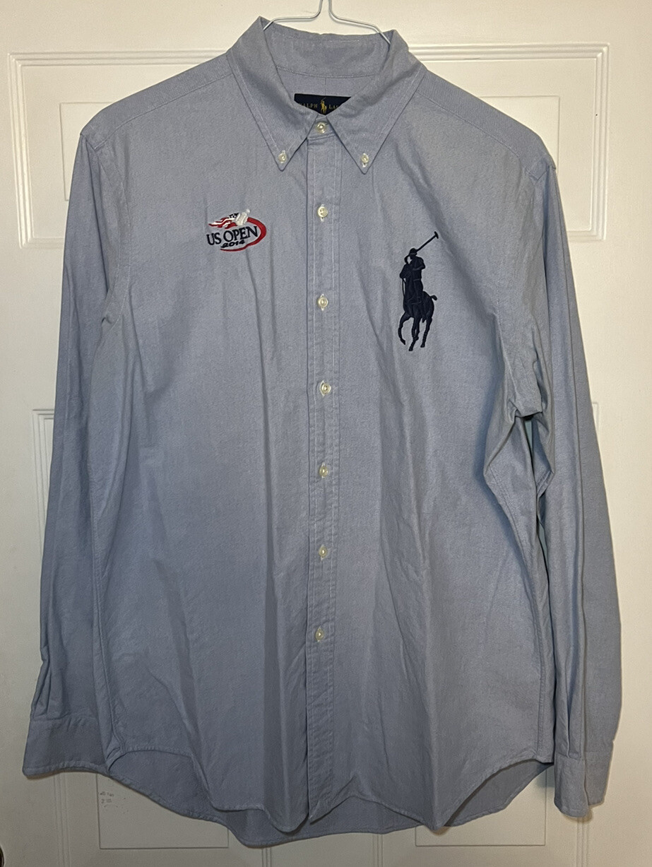 Camicia Ralph Lauren 2014 US Open Tennis Big Pony da uomo grande con bottoni chambray