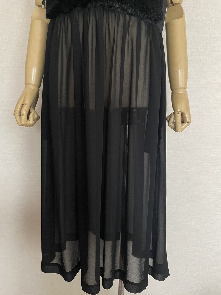 New Comme Des Garcons Black Faux Fur Sheer See Through Dress