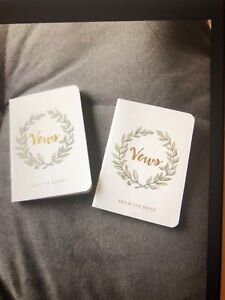 Vow Books Wedding Keepsakes 2 Books Bride Groom Linen Paperbacks