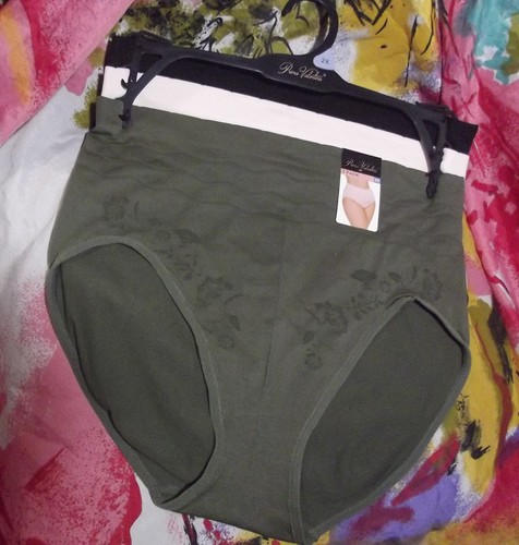 3 NEW PRIMA VALENTINA 16022X GN/LB/BK PLUS SIZE SEAMLESS BRIEF PANTIES 2X