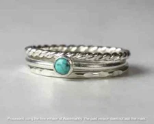 925 Sterling Silver Handmade Turquoise Gemstone Statement Ring All Size R25