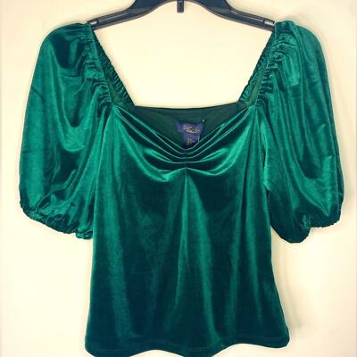 NWT Rachel Zoe Green Velvet Off The Shoulder Fancy Holiday Blouse Shirt Size XS