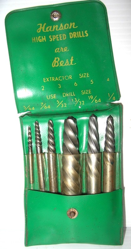 Screw Extractor Set Ace Hanson S45P No. 1-6 With Case/Pouch USA Made