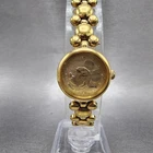 Seiko Lorus Mickey Mouse Watch Women 20mm Gold Dial Gold Tone Round New Battery