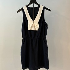 Forever 21 Black Tuxedo Bib Mini Dress Sleeveless Elastic Waist Womens Medium