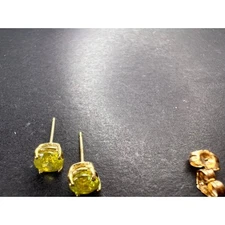 14k yellow solid gold rare Sava sphene stud earrings