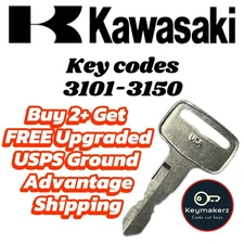 Kawasaki Teryx Mule Ridge Keys Cut To Code 3101-3150 Replacement Key Made
