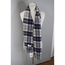 Edinburgh 100 Lambswool Tartan Plaid Scarf Classic Blue Grey Mens New 58X 11.5