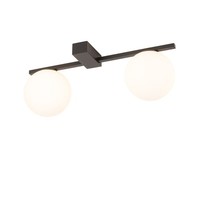Deckenlampe Deckenleuchte Klein Schwarz Weiß B: 48 Cm H: 13 Cm 2X G9 Glas Kugel