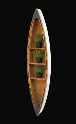 Regal Boot Wandregal 120 cm in Bootsform aus Holz Antik MR83 Maritim Bootsregal - Bild 1 von 4