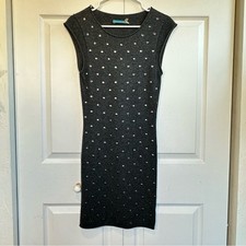 Alice + Olivia Charcoal Grey Embellished Studded Mini Dress Small EUC