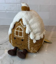 Jellycat Amuseable Gingerbread House - White Roof - NWT New Retired - Authentic