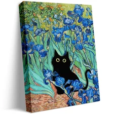 Van Gogh Irises Canvas Wall Art Black Cat Wall Art Gustav Klimt Home Decro
