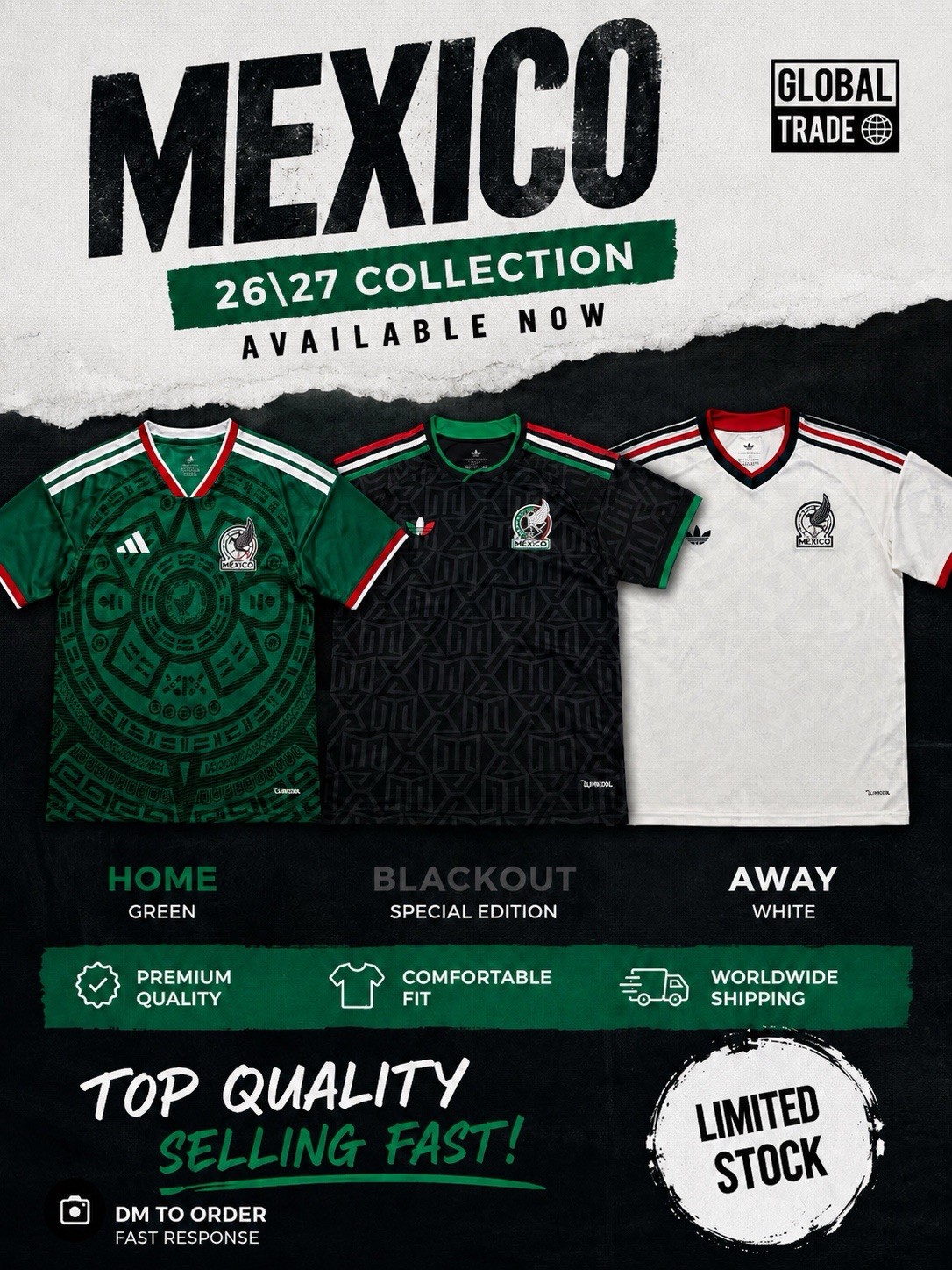 Mexico, Jerseys Sizes, Large And Extra Large Available New Tags