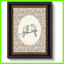 Balck Gold Framed Wall Art,Vintage Birds Canvas Wall Art, Birds in Love on a ...