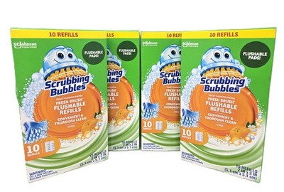 Scrubbing Bubbles Flushable Toilet Wand Cleaner Refills, Citrus, 10ct, (4 Boxes)
