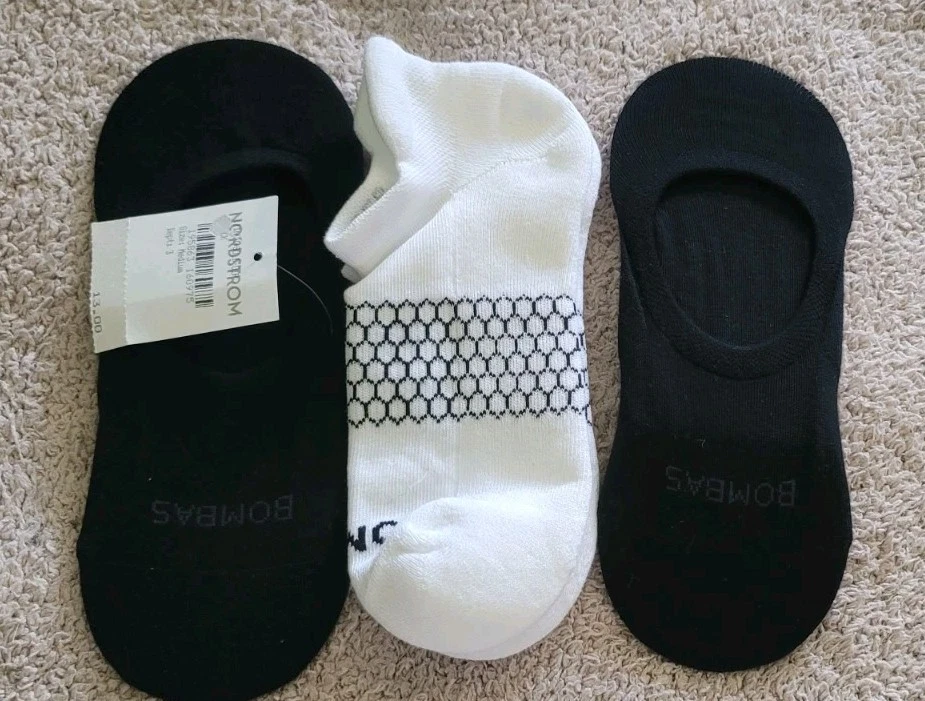 (3) Bombas Assorted Cotton-Blend Socks Sz Medium