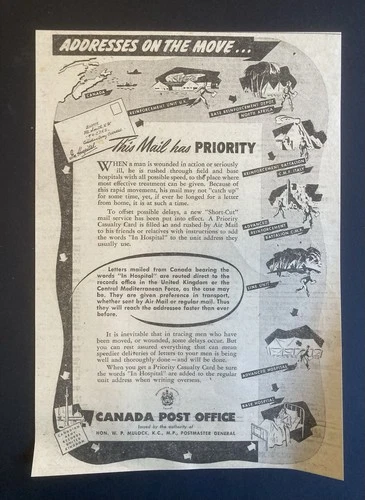 FREE SHIPPING 🔥 1944 Canada, post office, ad mail, mailman letters WWII