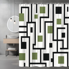 Modern Black and Green Shower Curtain - Geometric Design