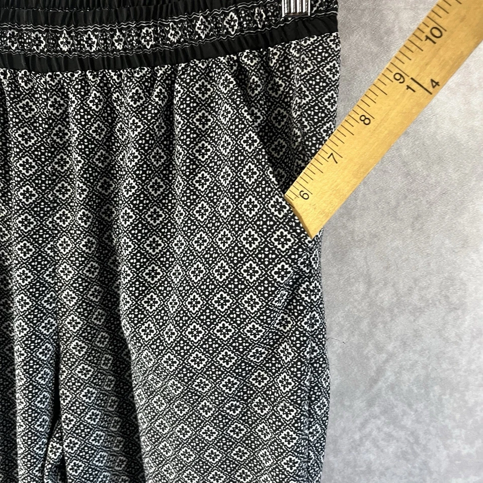 Pantalones de chándal Max Studio para mujer medianos negros blancos cintura elástica geométricos Foto 2 de 4