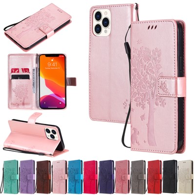 For Huawei P20 P30 P40 Honor 10 50 5G 3D Embossed Cat&Tree PU Leather Case Cover