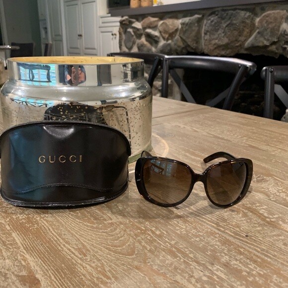 VINTAGE GUCCI Tortoise Shell Sunglasses Acetate & Case No Scratches Authentic image 7