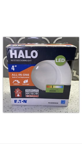 Halo 4 in. White LED Recessed Ceiling Light Retrofit Baffle Trim RL460WH930 - Picture 4 of 5