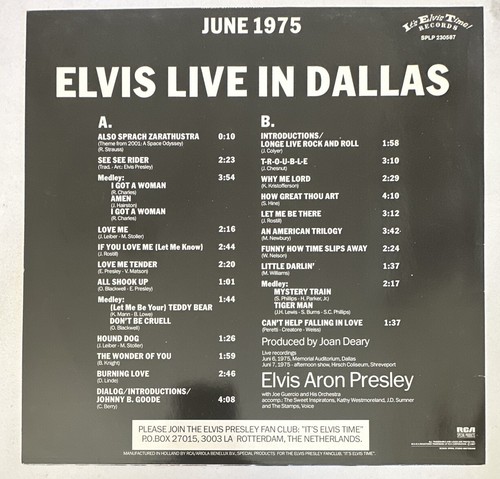 Elvis Presley - Elvis Live In Dallas Lp Vinyl Record EX / EX - Picture 3 of 6
