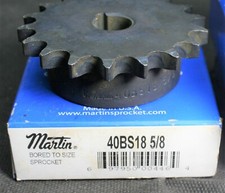 One 1 Martin 40BS18 5/8 Bored to Size Sprocket 5/8" Bore 18 Teeth USA NEW
