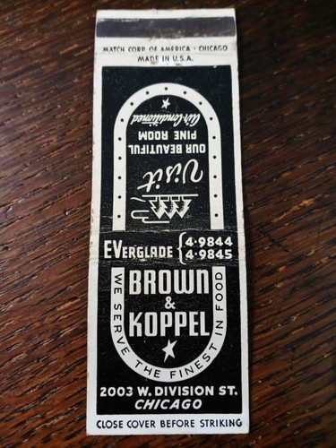 Vintage Streichholzbrief: Brown & Koppel Restaurant, Chicago, IL