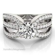 2.95CT Round Cut Lab-Created Diamond 14K White Gold Over Engagement Wedding Ring