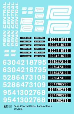 K4 O Scale Decals Penn Central PC Diesel Locomotive White