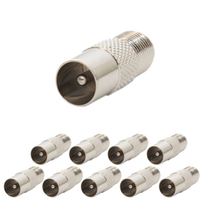 10x PremiumX F-Adapter Koax Stecker auf F-Buchse Set für TV, SAT und Koaxkabel