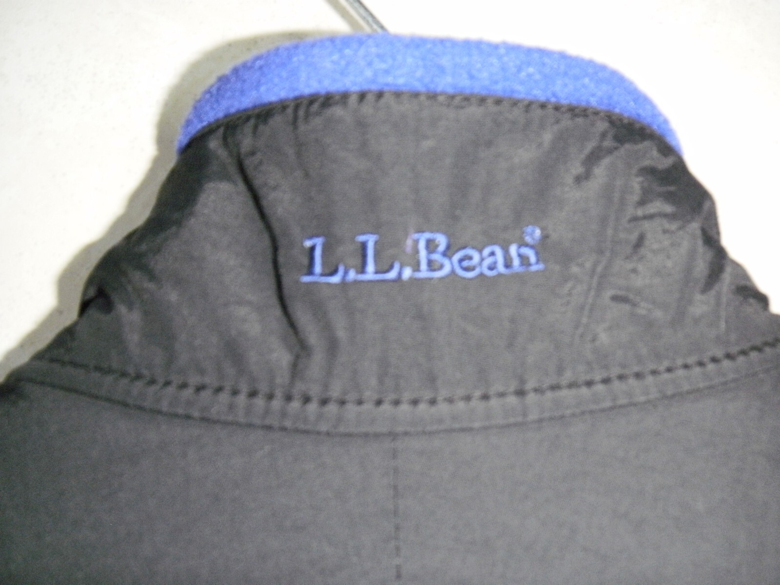LL Bean Fleece Jacket Men Blue Black Full Zip Collared Long Sleeve