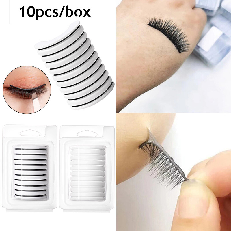 Adhesive Tape Self-Sticker Reusable Glue-Free Lash Eyelash Glue Strip 10PCS