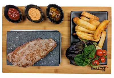Hot Cooking Steak Stone Set Matt Black By Black Rock Grill Restaurant  Hibachi UK