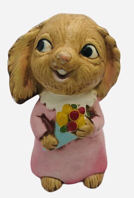 VTG Easter Bunny Girl Anthropomorphic Rabbit Figurine Japan CHIPPED READ AS IS