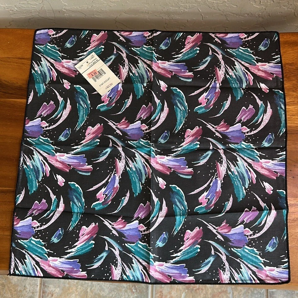 90s abstract black pink teal purple cloth napkin set of 4 new with tags - Image 3 of 3