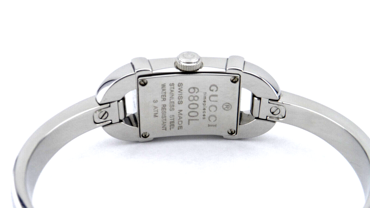 GUCCI 6800L Quartz Watch Bamboo Belt Silver Brown Ivory for sale