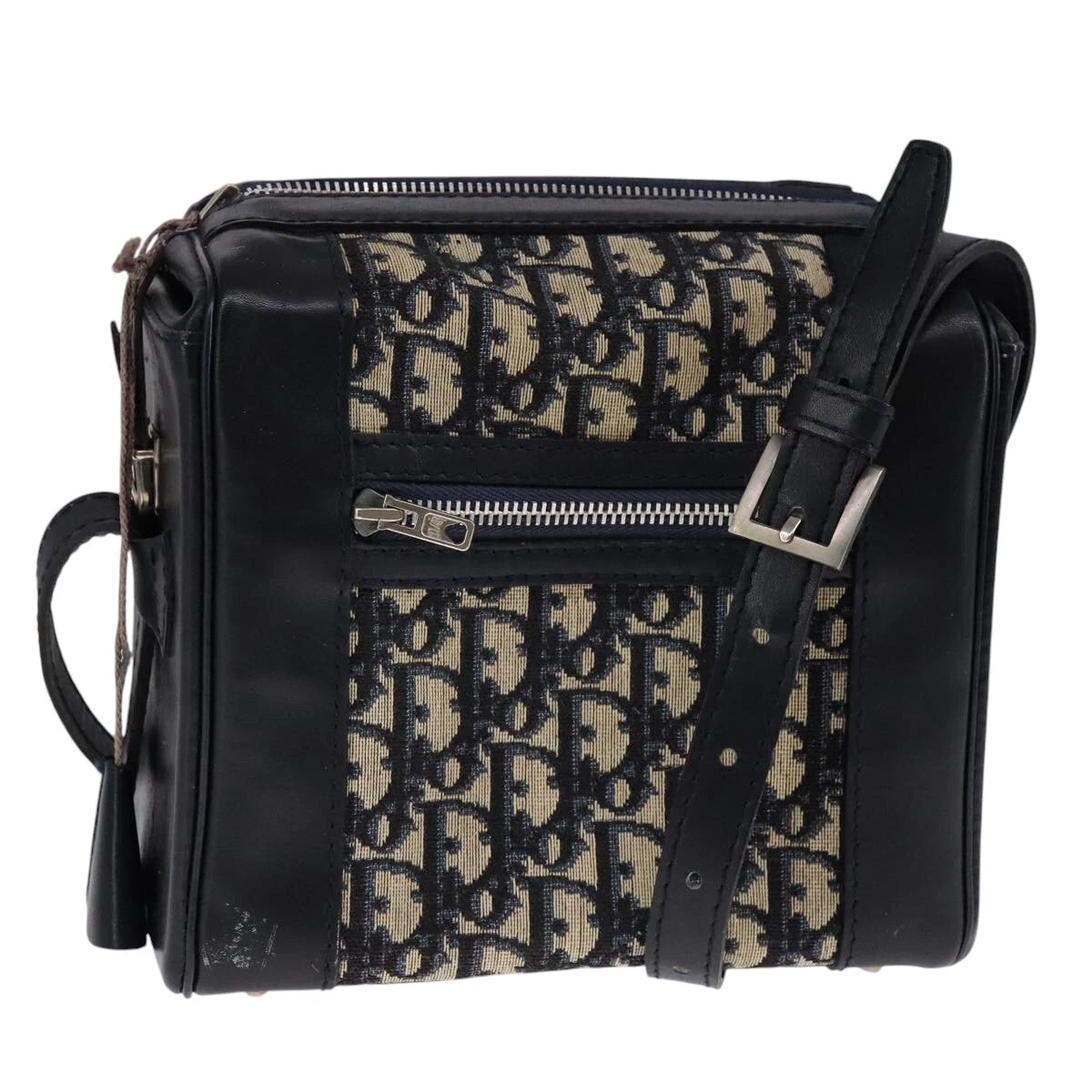 Sac bandoulière Christian Dior trotteur toile bleu marine authentique 111522