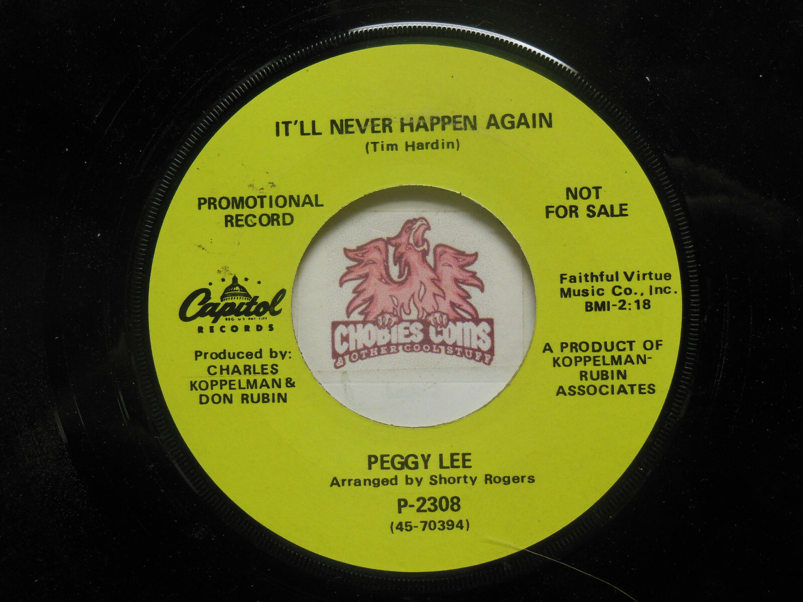 Peggy Lee: Misty Roses / It'll Never Happen Again, 45 RPM G+ (LC) 