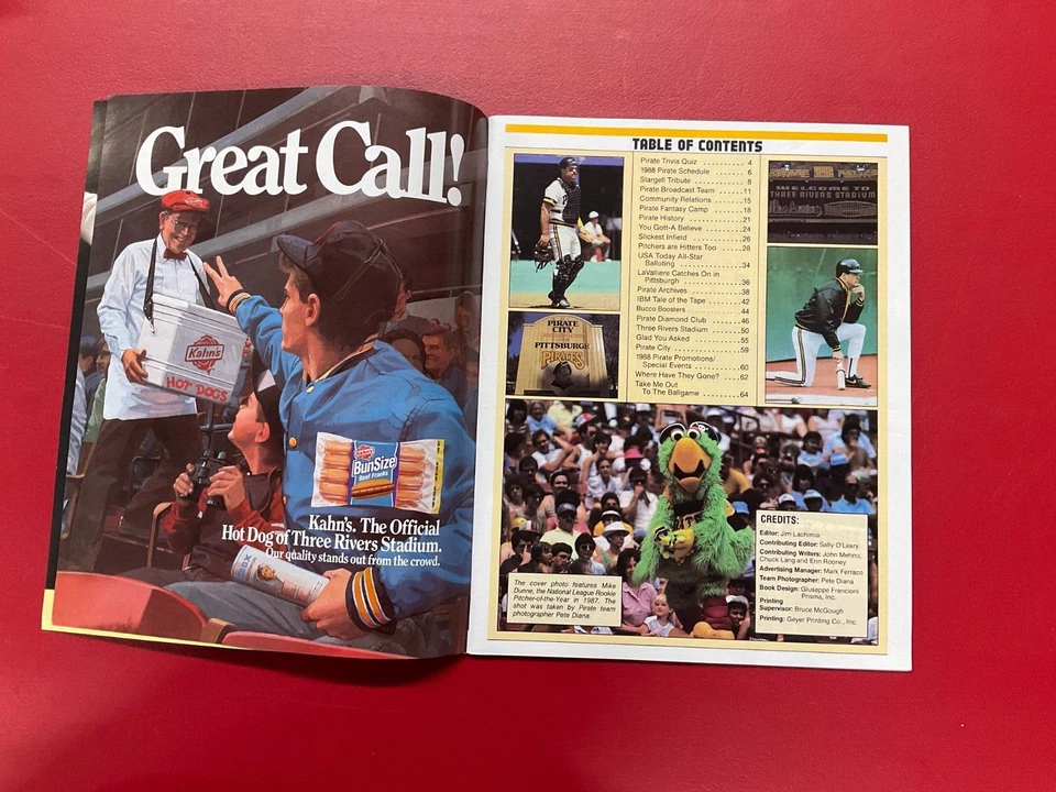 Pittsburgh Pirates Official 1988 Magazine and Scorecard (Excellent Condition) - Image 3 of 3